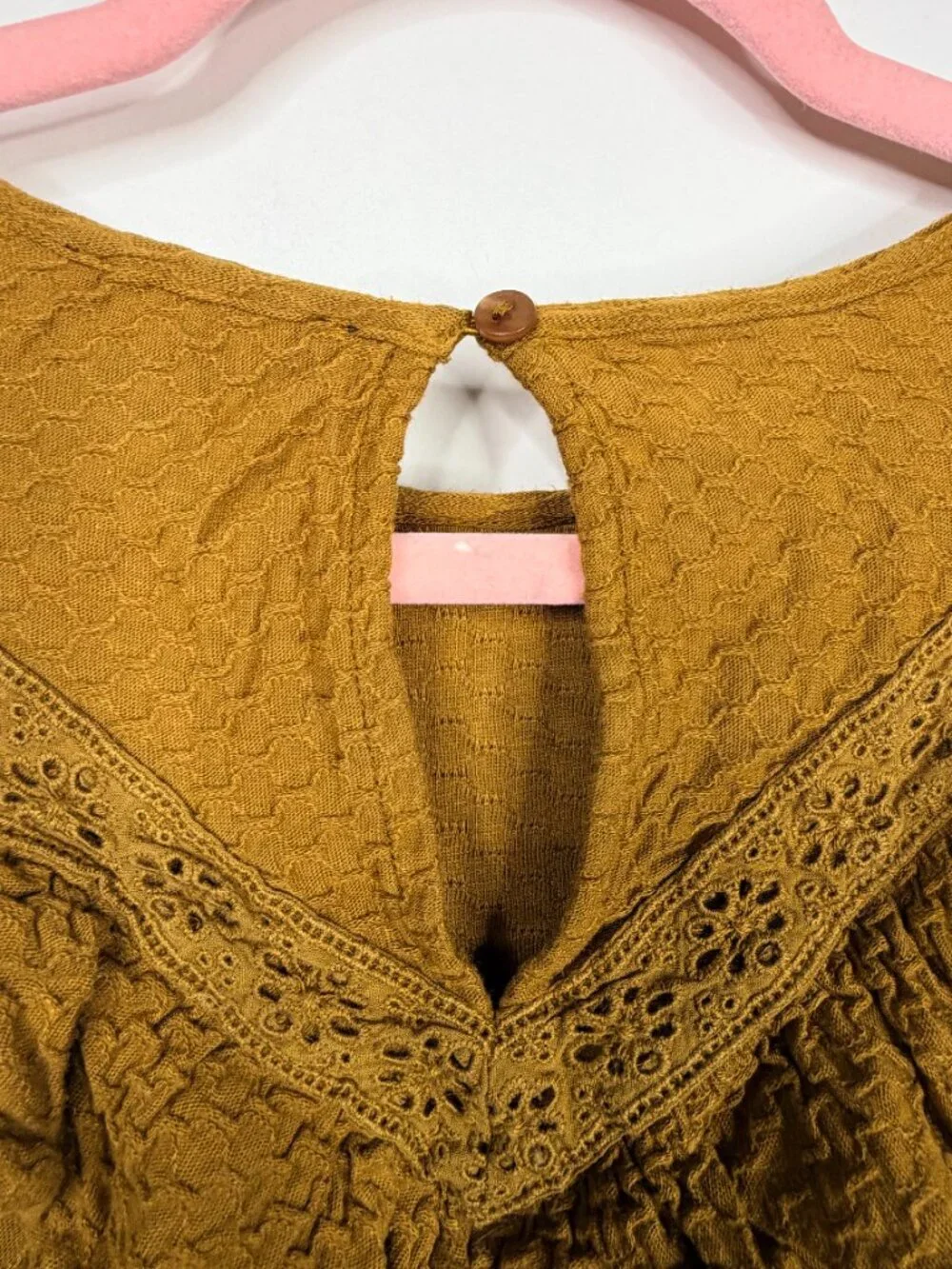 J. Crew Ruffle-Trim Honeycomb-Knit Cotton Top Cypress Olive XS #A3085